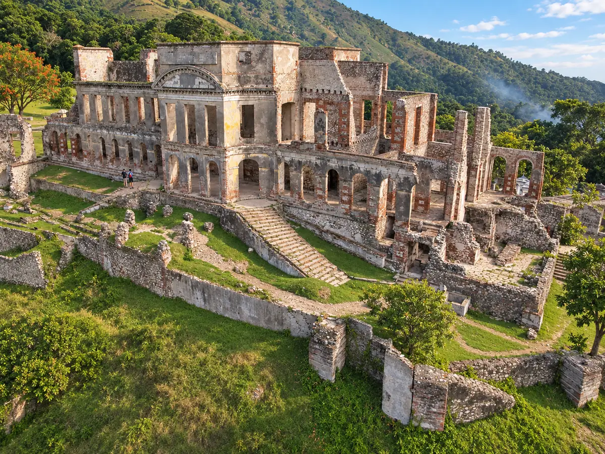 Ruins of Sans-Souci Palace, Milot, aerial view